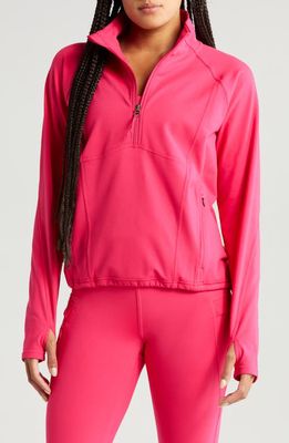 zella Fleece Lined Performance Half Zip Pullover in Pink Bright