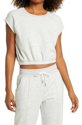 zella Get Set Short Sleeve Crop Sweatshirt in Grey Light Heather