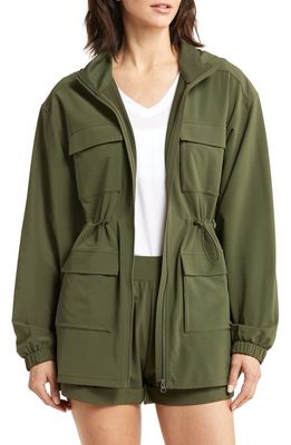 zella Getaway Hooded Utility Jacket in Green Tactical