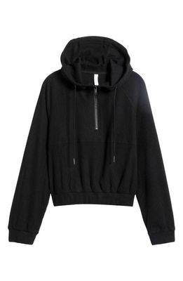 zella Half Zip Rib Hoodie in Black