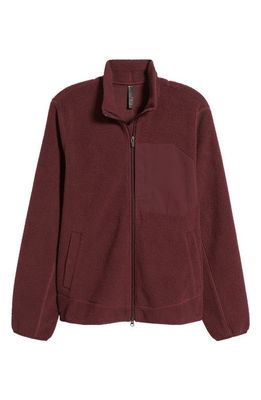 zella High Pile Fleece Jacket in Burgundy Stem