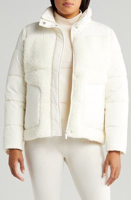 zella Hybrid Faux Shearling Jacket in Ivory Egret