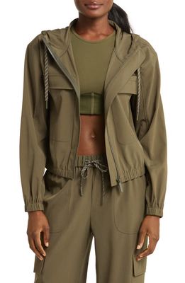 zella Interval Hooded Utility Jacket in Olive Night