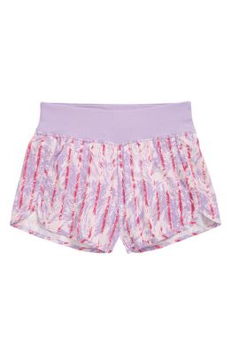 zella Kids' Aero Print Shorts in Purple Breeze Spindrift Stripe