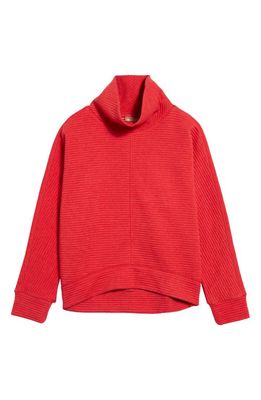 zella Kids' Carey Ribbed Funnel Neck Pullover in Red Couture