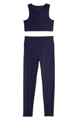 zella Kids' Elevate Sports Bra & Crossover Leggings Set in Navy Evening