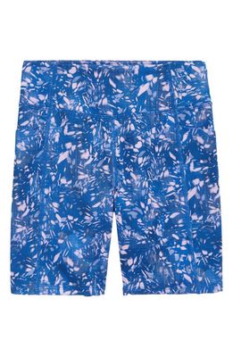 zella Kids' Live In Printed Pocket Bike Shorts in Blue Nautical Mirage Texture