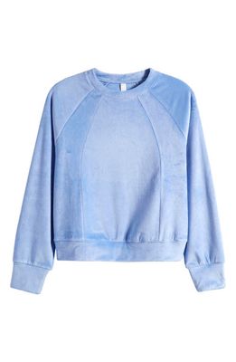 zella Kids' Milky Velour Sweatshirt in Blue Cornflower