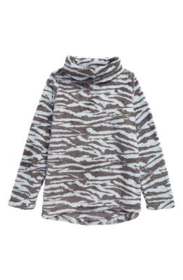 zella Kids' Nikki Print Fleece Top in Grey Shadow Wild Zebra
