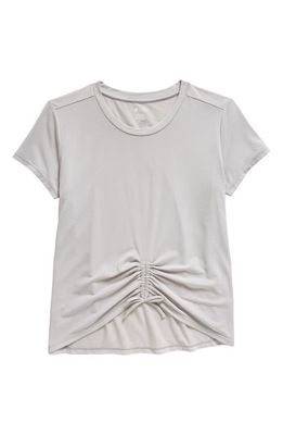 zella Kids' Release Ruched Front Short Sleeve T-Shirt in Grey Light Heather