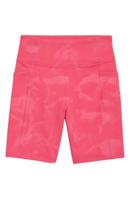 zella Kids' Spray Dye Pocket Bike Shorts in Pink Rouge Spray Dye