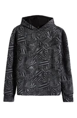 zella Kids' Strike Fleece Pullover Hoodie in Black Dazzle Print