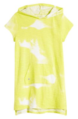 zella Kids' Tie Dye Hooded Cover-Up Dress in Lemon Lime