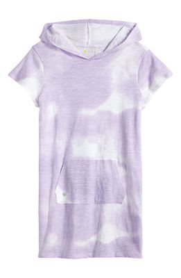 zella Kids' Tie Dye Hooded Cover-Up Dress in Purple Breeze