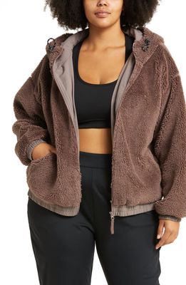 zella Logan Faux Shearling Hooded Jacket in Tan Dusk