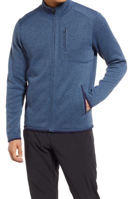 zella Men's Repurpose Fleece Zip Sweater in Navy Peacoat