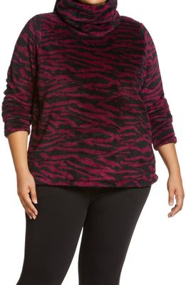 zella Nikki Furry Fleece Sweatshirt in Purple Nectar Wild Zebra