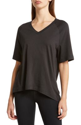 zella Oversize Cotton & Modal High-Low T-Shirt in Black