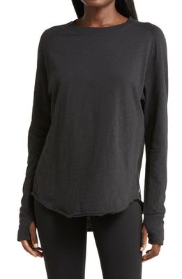 zella Relaxed Long Sleeve Slub Jersey T-Shirt in Black
