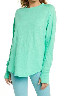 zella Relaxed Long Sleeve Slub Jersey T-Shirt in Green Katydid