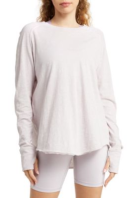 zella Relaxed Long Sleeve Slub Jersey T-Shirt in Lavender Sky
