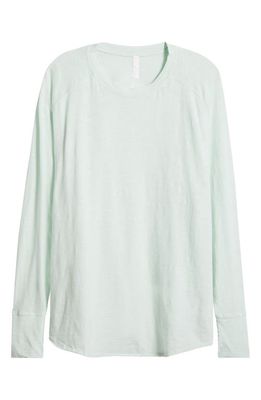 zella Relaxed Washed Cotton Long Sleeve T-Shirt in Green Glimmer