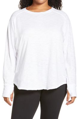 zella Relaxed Washed Cotton Long Sleeve T-Shirt in White