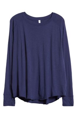 zella Relaxed Washed Long Sleeve T-Shirt in Navy Evening