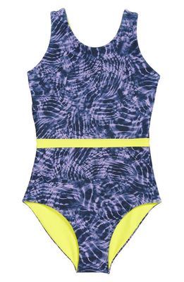 zella Reversible Journey One-Piece Swimsuit in Purple Breeze Waverly Print