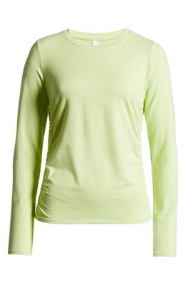 zella Ruched Long Sleeve T-Shirt in Green Calm