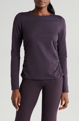 zella Ruched Long Sleeve T-Shirt in Purple Nebula
