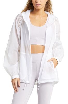 zella Sheer Water Resistant Packable Zip-Up Hooded Jacket in White