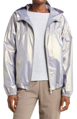 zella Shine Lightweight Packable Jacket in Silver Iridescent