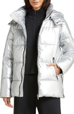 zella Snow Puffer Jacket with Removable Hood in Silver