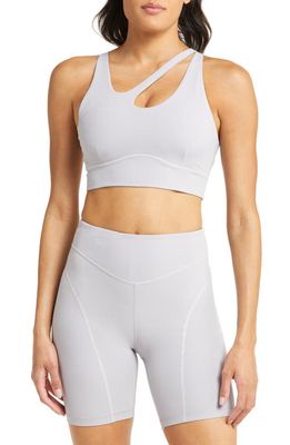 zella Studio Luxe Asymmetric Sports Bra in Grey Lilac