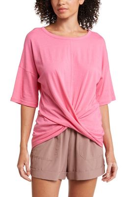 zella Twist Front T-Shirt in Pink Caliente