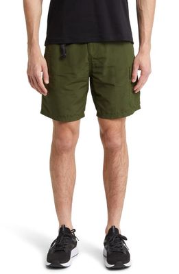 zella Water Resistant Trail Shorts in Green Tactical