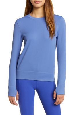 zella Women's Seamless Rib Sweatshirt in Blue Marlin