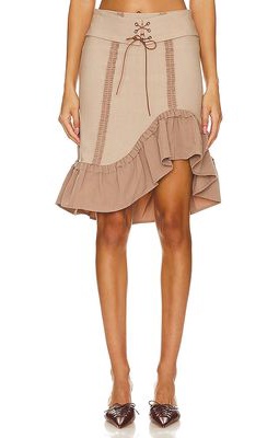 Zemeta Attic Doll Midi Skirt in Taupe