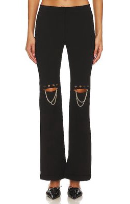 Zemeta Slit Knee Chain Pants in Black