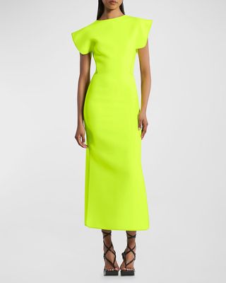 Zephyr Midi Dress with Structured Sleeves