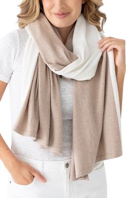 zestt organics Organic Cotton Travel Scarf in Sandstone/ivory Colorblock 