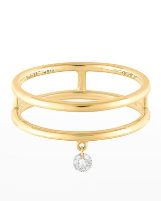 Zeus Plain Double Band Ring with 1 Hanging Diamond