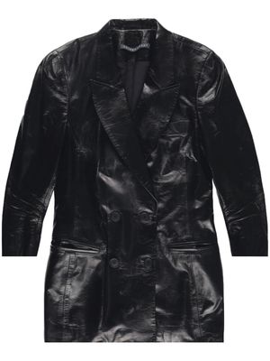 ZEYNEP ARCAY double-breasted leather blazer - Black