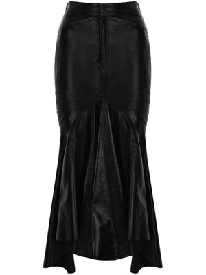 ZEYNEP ARCAY flared leather midi skirt - Black