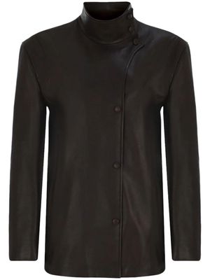 ZEYNEP ARCAY high-neck leather jacket - Brown