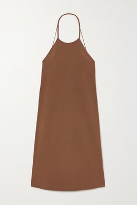 Zeynep Arcay - Open-back Stretch-knit Halterneck Midi Dress - Brown
