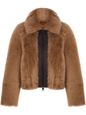 ZEYNEP ARCAY oversize-collar shearling jacket - Neutrals