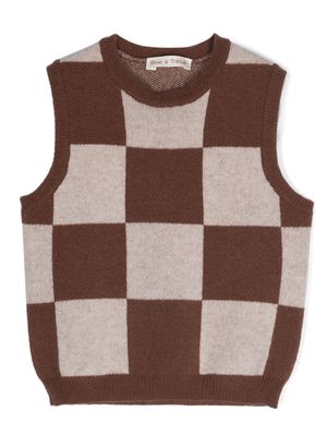 Zhoe & Tobiah check-pattern round-neck vest - Brown