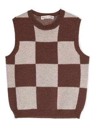 Zhoe & Tobiah check-pattern round-neck vest - Neutrals